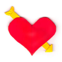 origami heart with an arrow