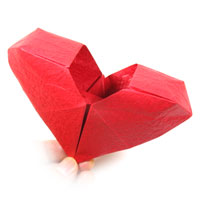 open 3D origami heart