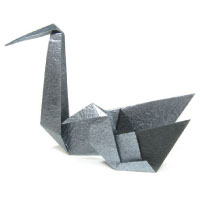 traditional origami baby swan with mother swan