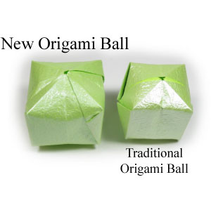 new origami ball and traditonal origami ball