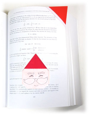 origami bookmark of santa-face