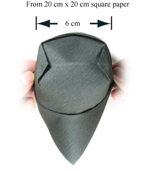 top view of traditional origami cap