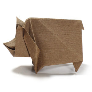 standing origami rhino