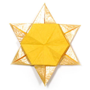 back view of 2D six-pointed origami paper star