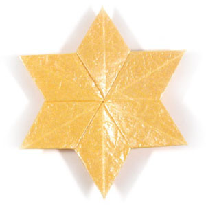 front view of 2D six-pointed origami paper star