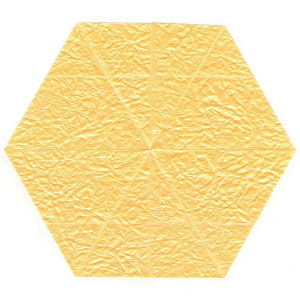 six-pointed easy embossed origami paper star: new front side of paper
