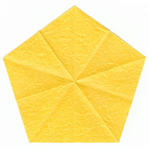 five-pointed spiral origami paper star: new back side of paper