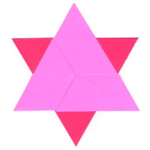 back of traditional six-pointed origami paper star